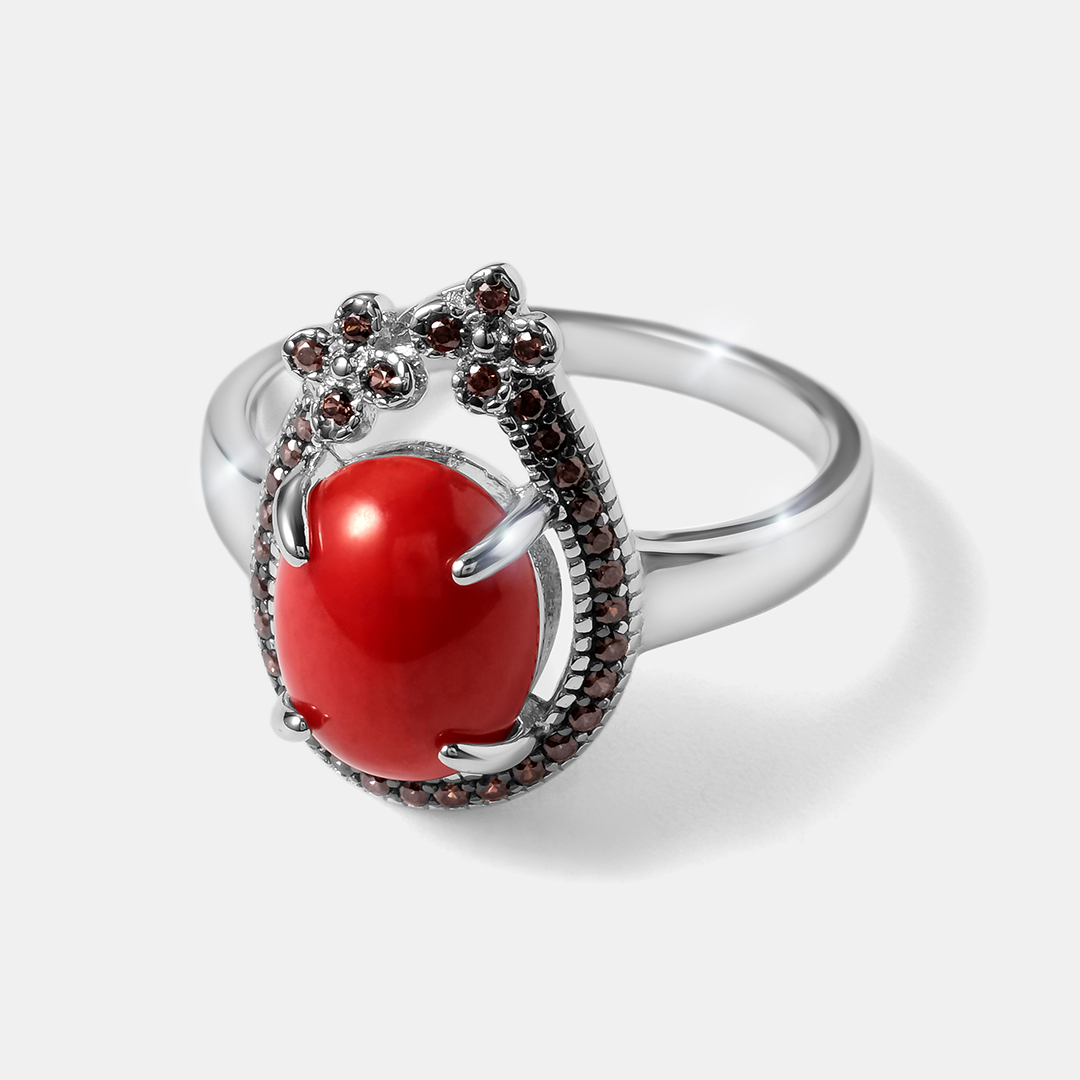Серебряное кольцо с кораллом