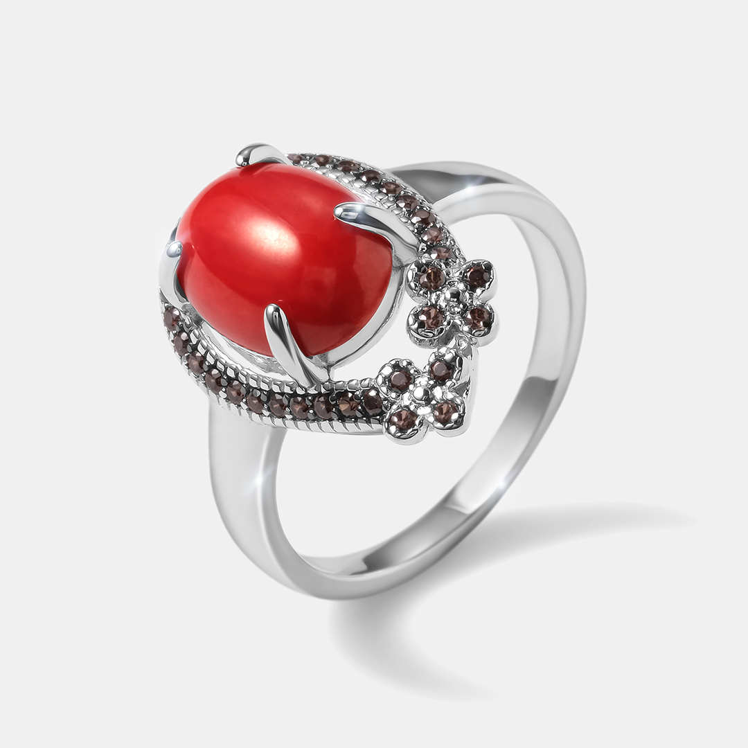Серебряное кольцо с кораллом