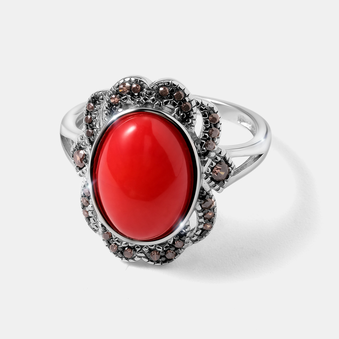 Серебряное кольцо с кораллом