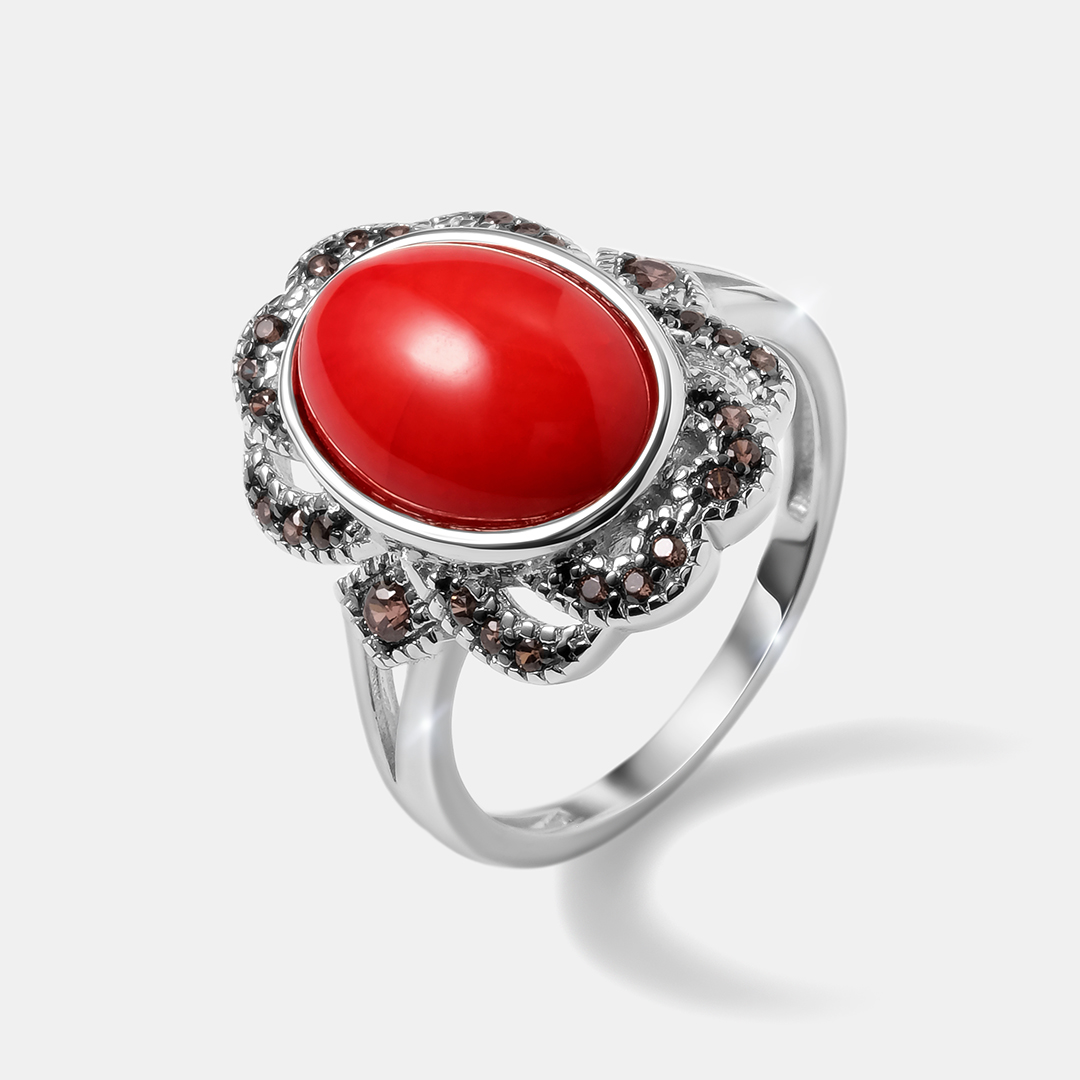 Серебряное кольцо с кораллом