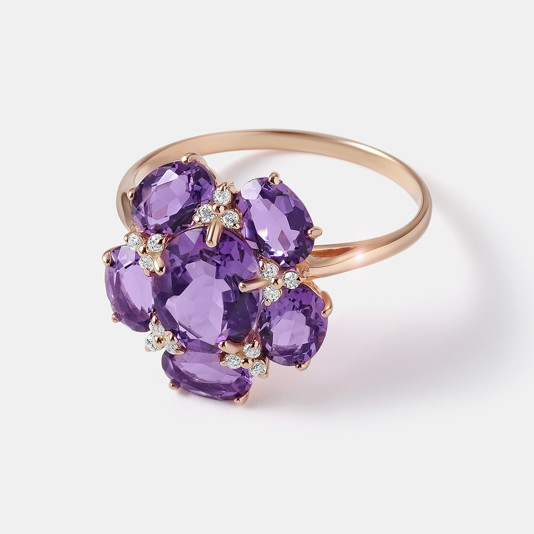 Серебряное кольцо с аметистами
