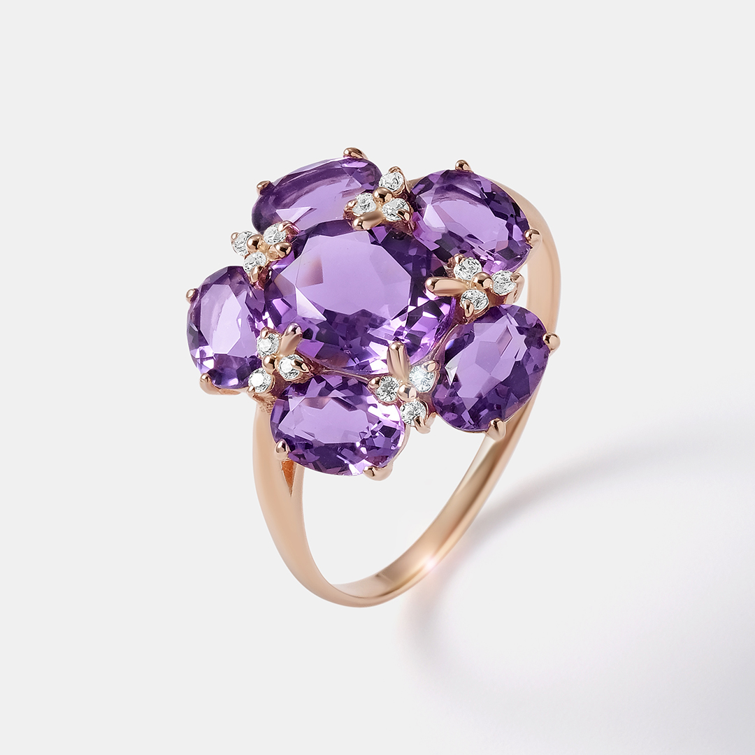 Серебряное кольцо с аметистами