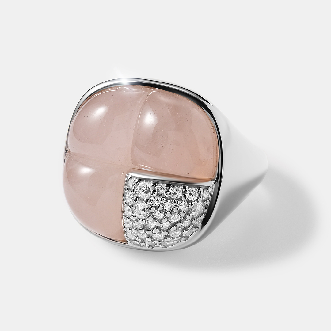 Серебряное кольцо с розовым кварцем
