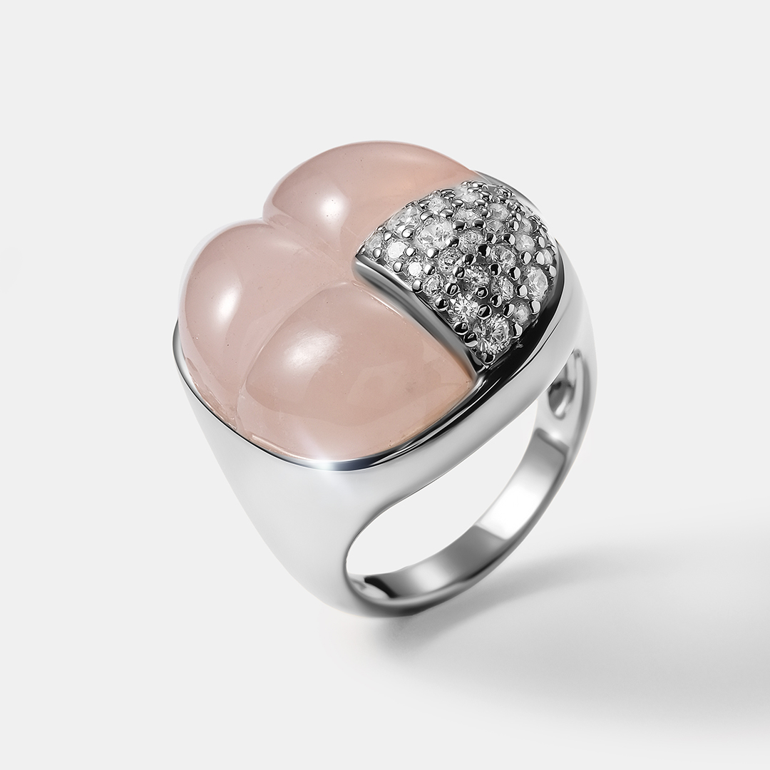 Серебряное кольцо с розовым кварцем