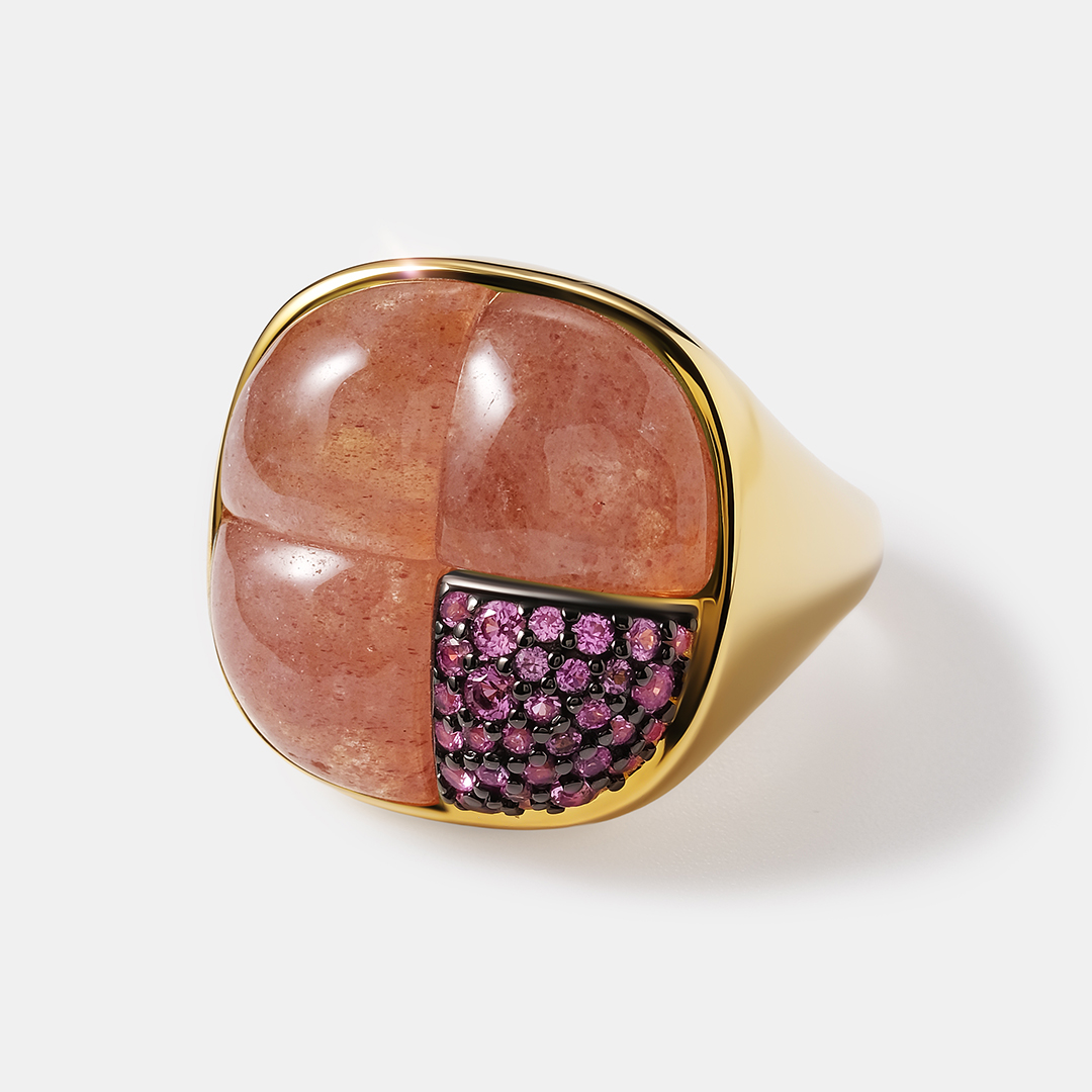 Серебряное кольцо с розовым кварцем