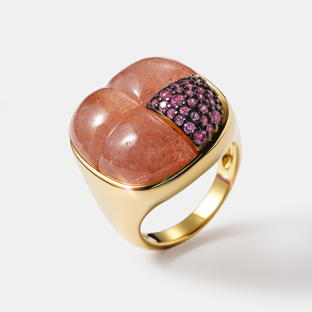 Серебряное кольцо с розовым кварцем