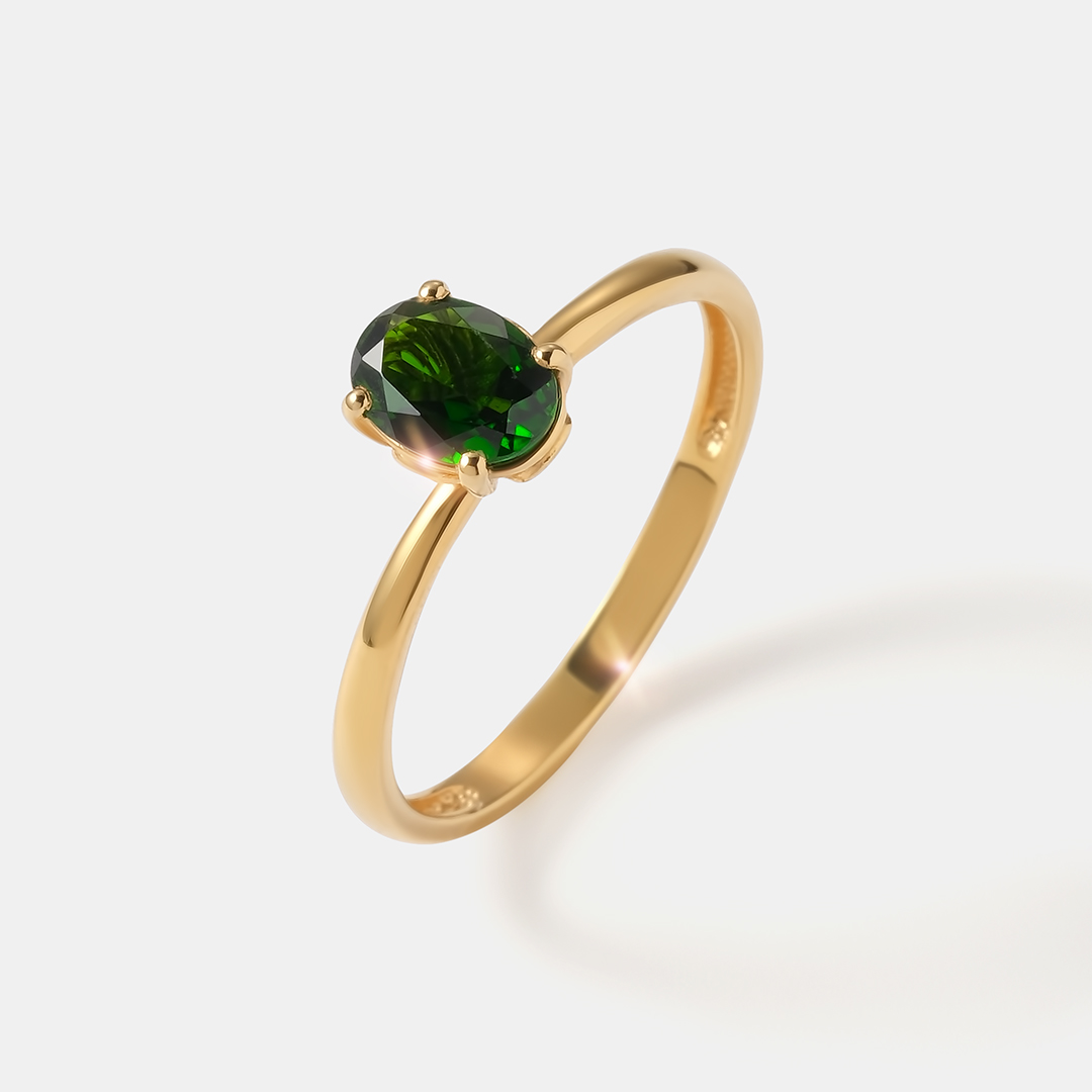 Серебряное кольцо с хромдиопсидом