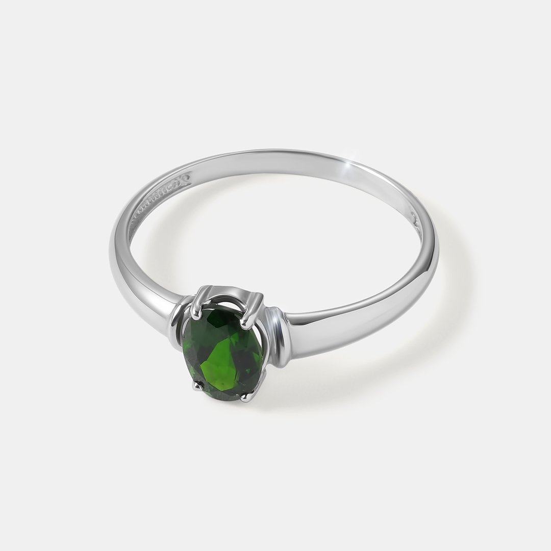 Серебряное кольцо с хромдиопсидом