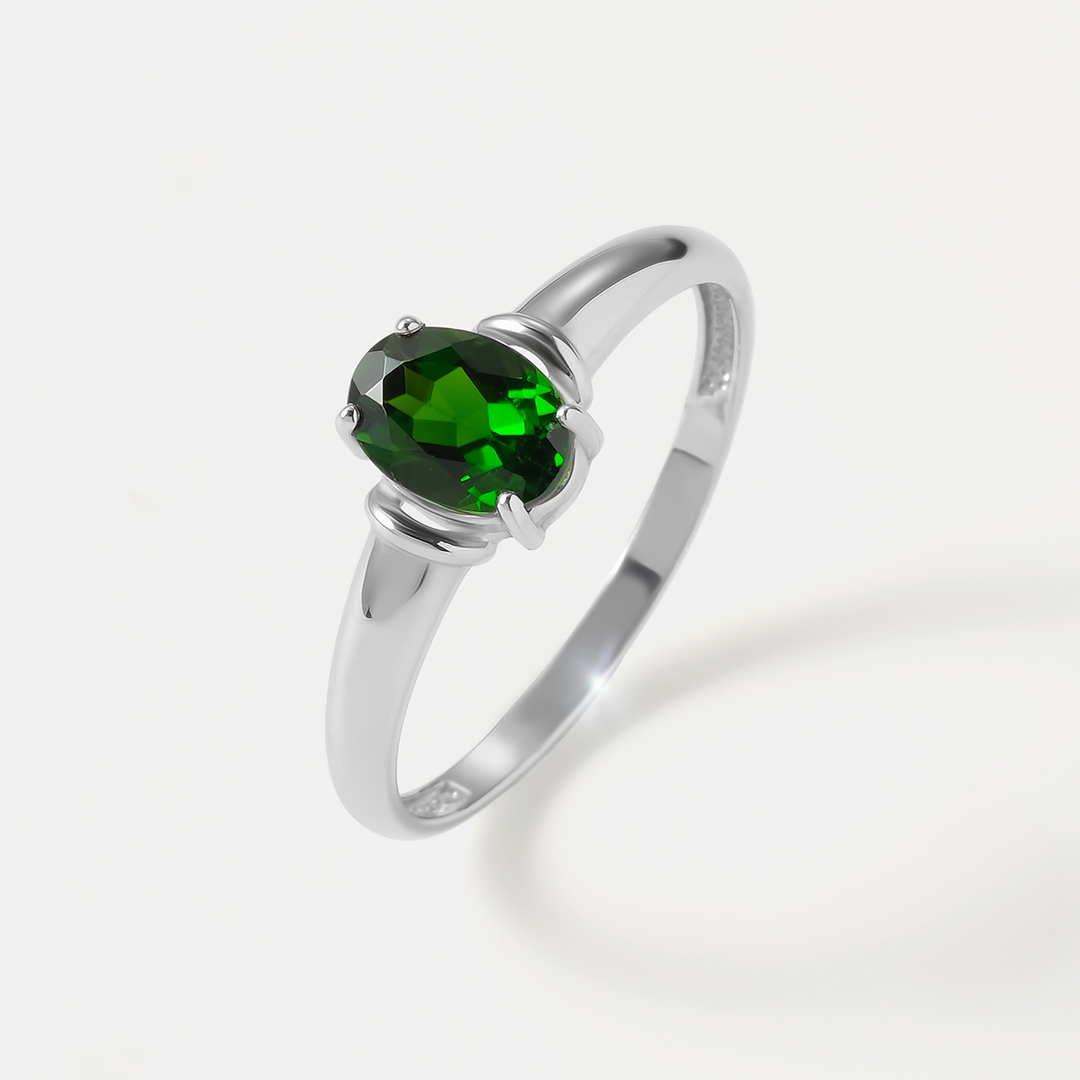 Серебряное кольцо с хромдиопсидом