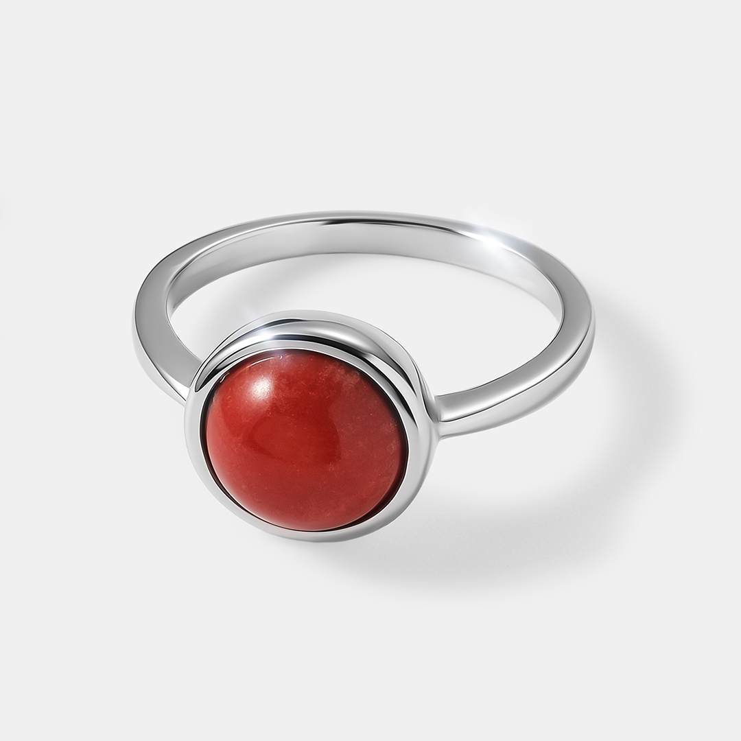 Серебряное кольцо с кораллом Салмон