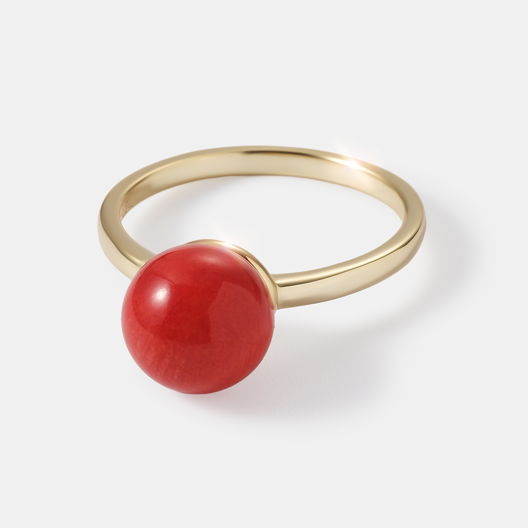 Серебряное кольцо с кораллом Салмон