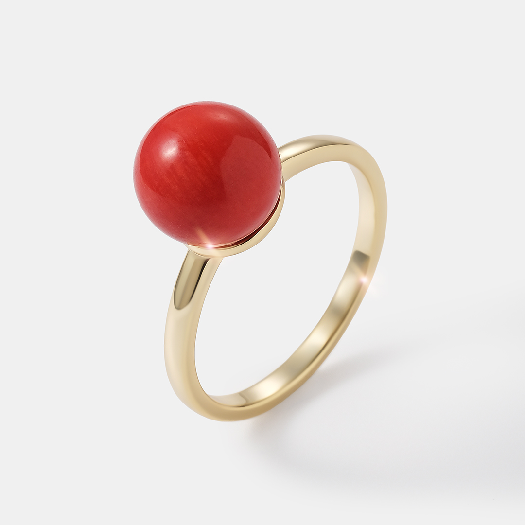 Серебряное кольцо с кораллом Салмон