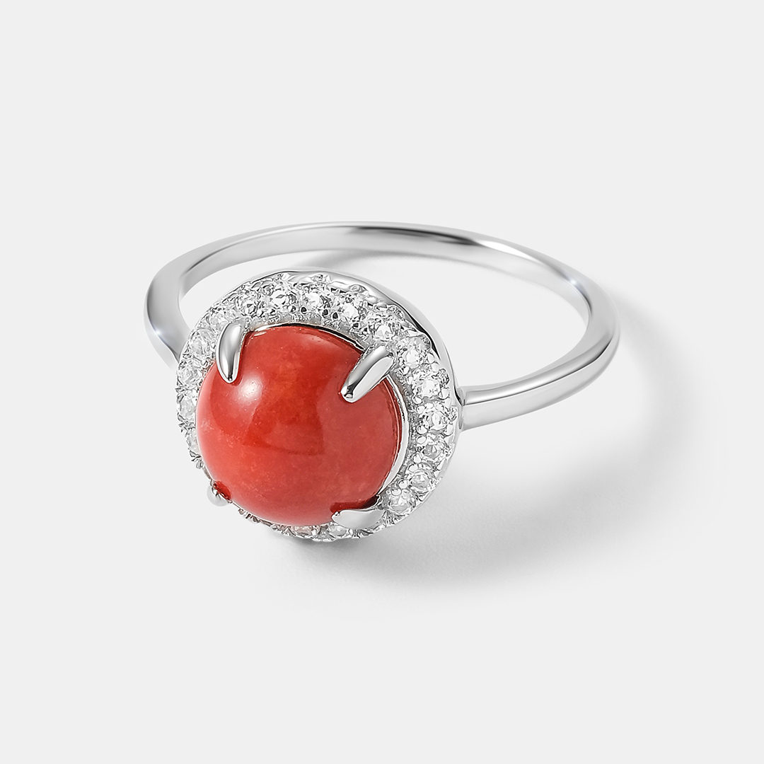 Серебряное кольцо с кораллом Салмон