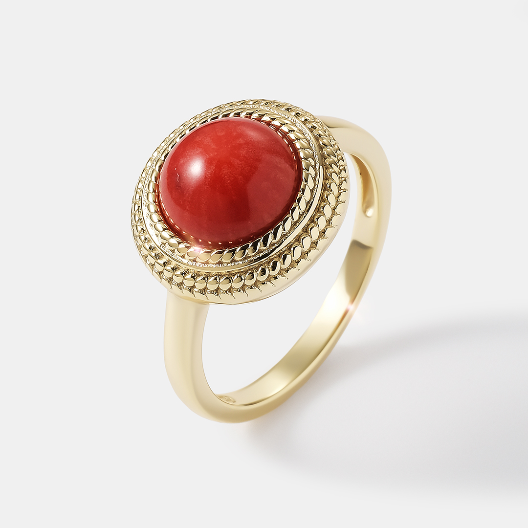 Серебряное кольцо с кораллом Салмон