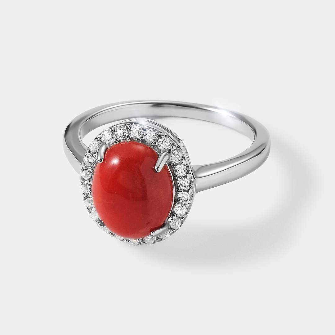 Серебряное кольцо с кораллом Салмон