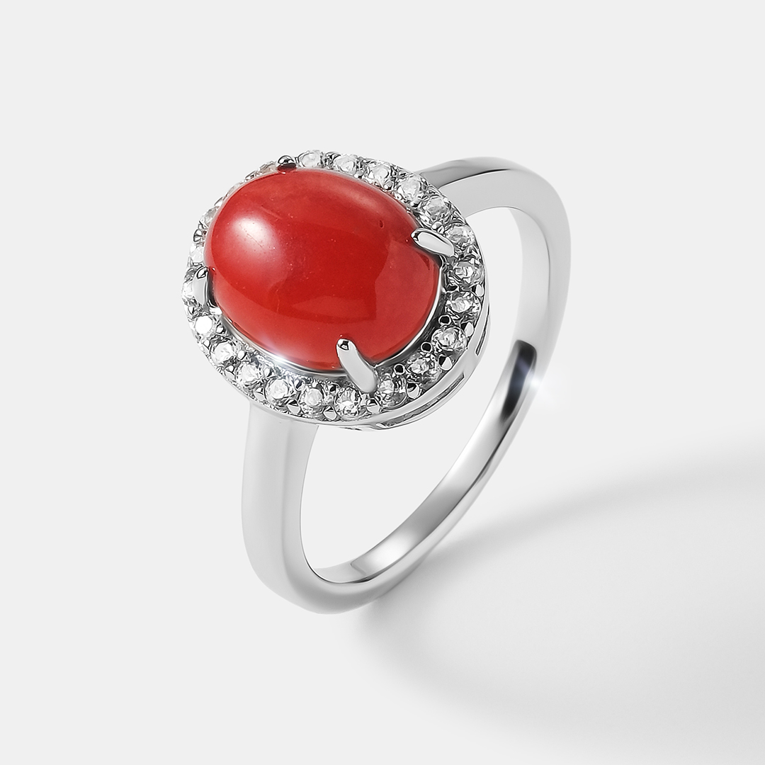 Серебряное кольцо с кораллом Салмон