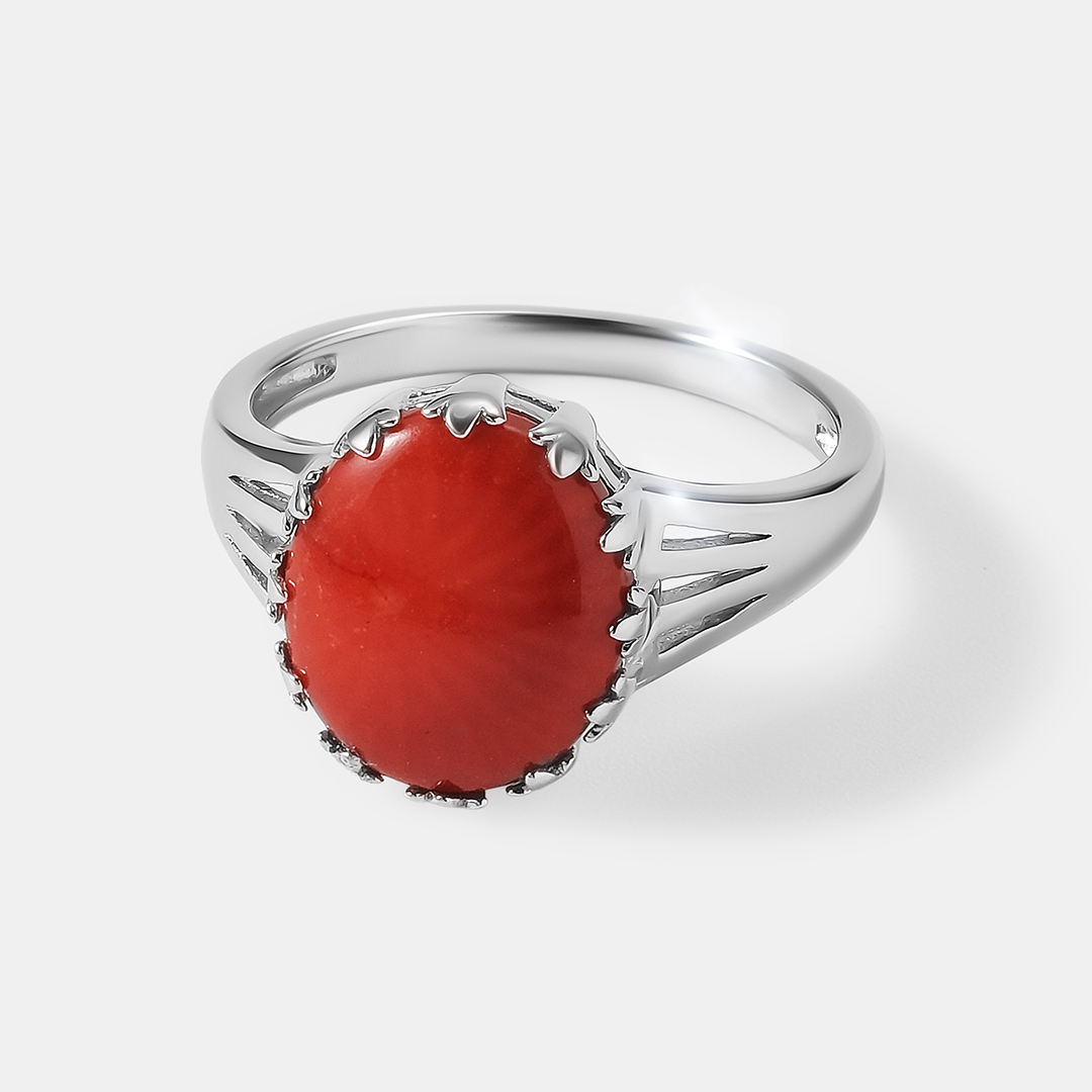 Серебряное кольцо с кораллом Салмон