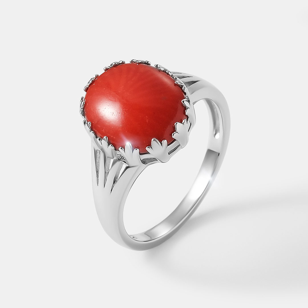 Серебряное кольцо с кораллом Салмон