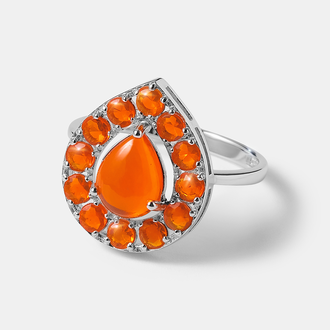 Серебряное кольцо с огненными опалами
