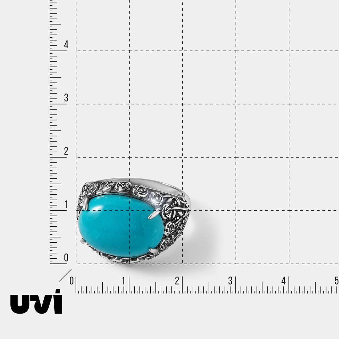Серебряное кольцо с бирюзой "Розы"