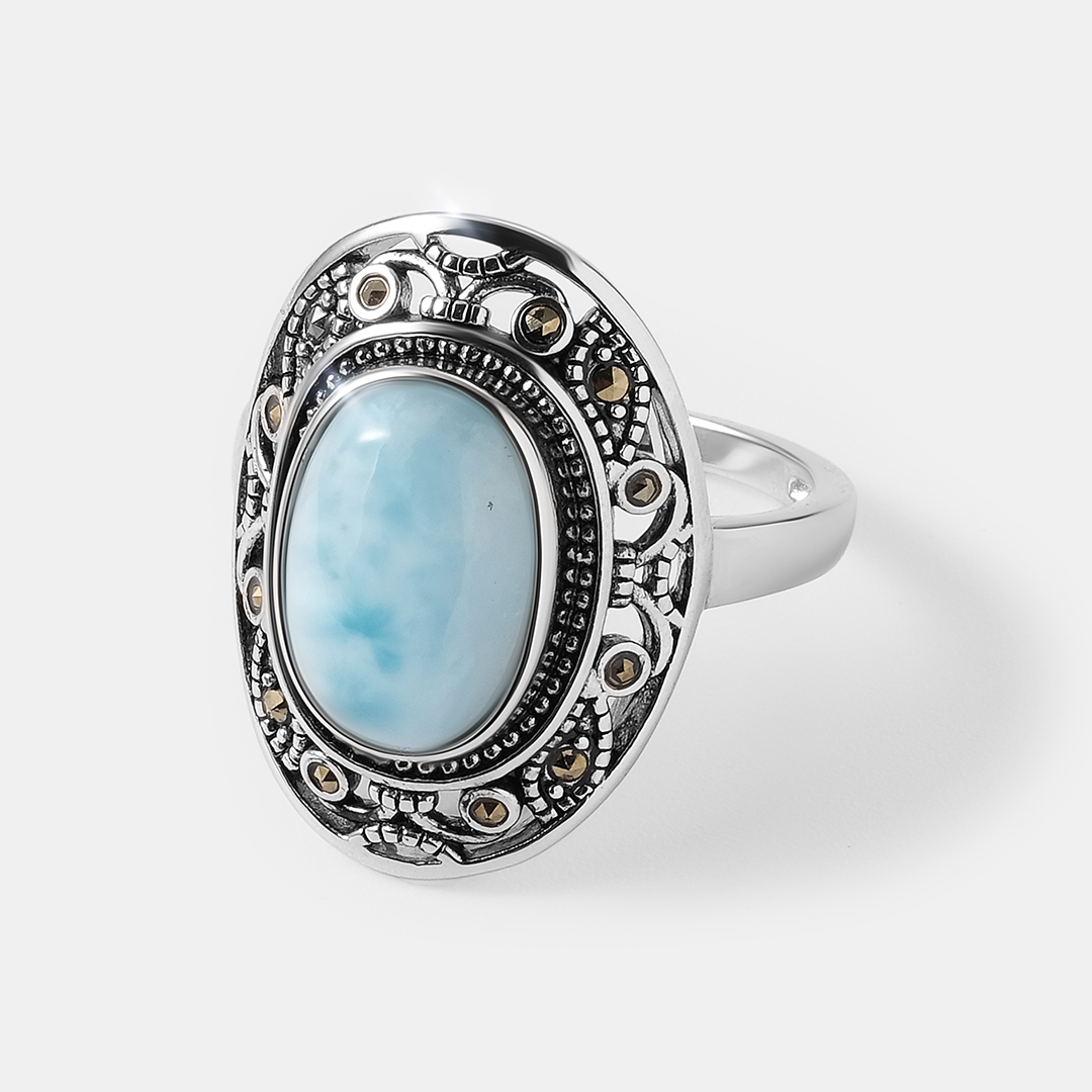Серебряное кольцо с ларимаром