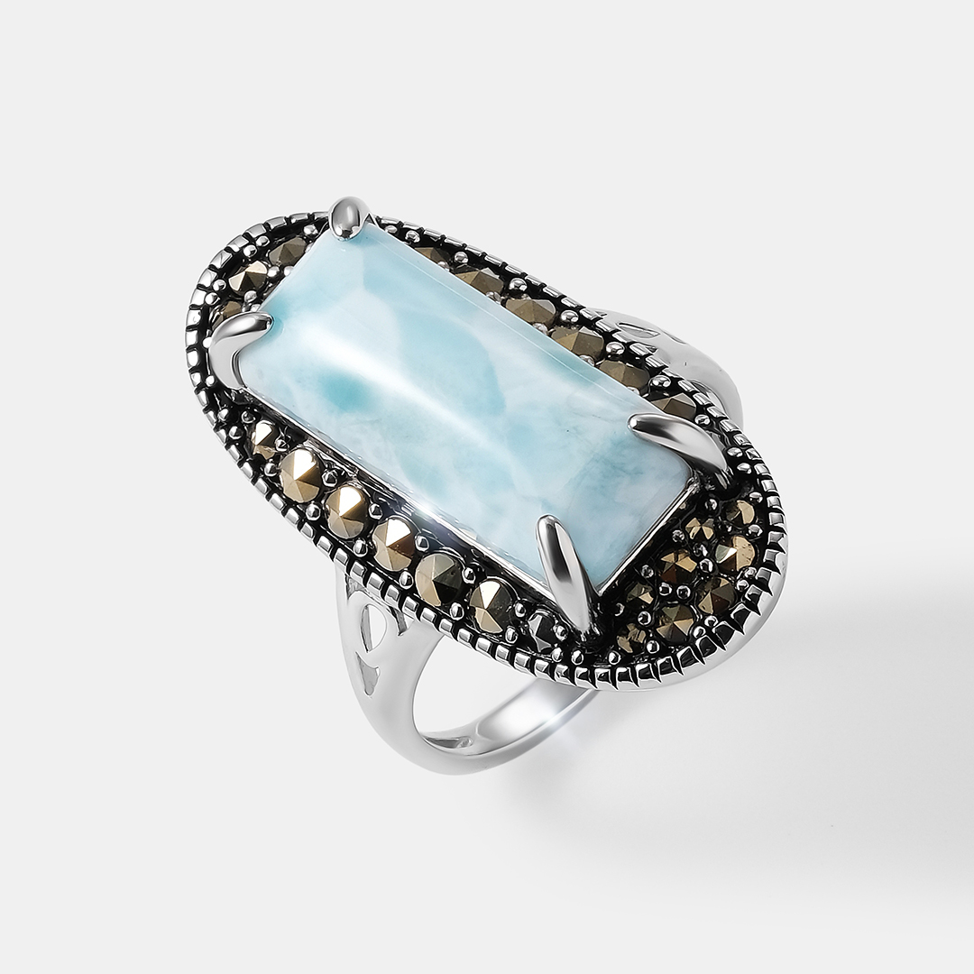 Серебряное кольцо с ларимаром