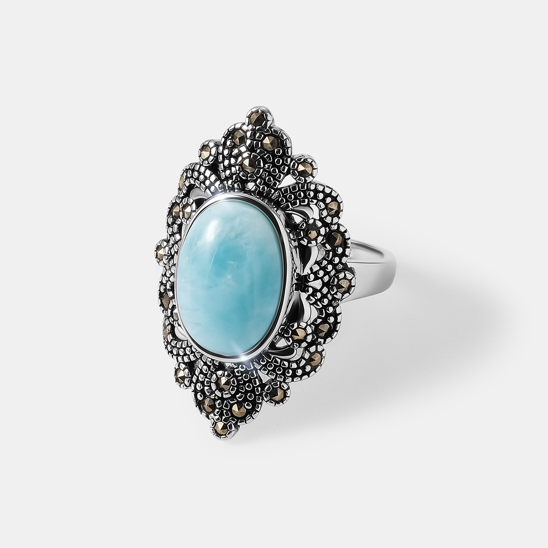 Серебряное кольцо с ларимаром