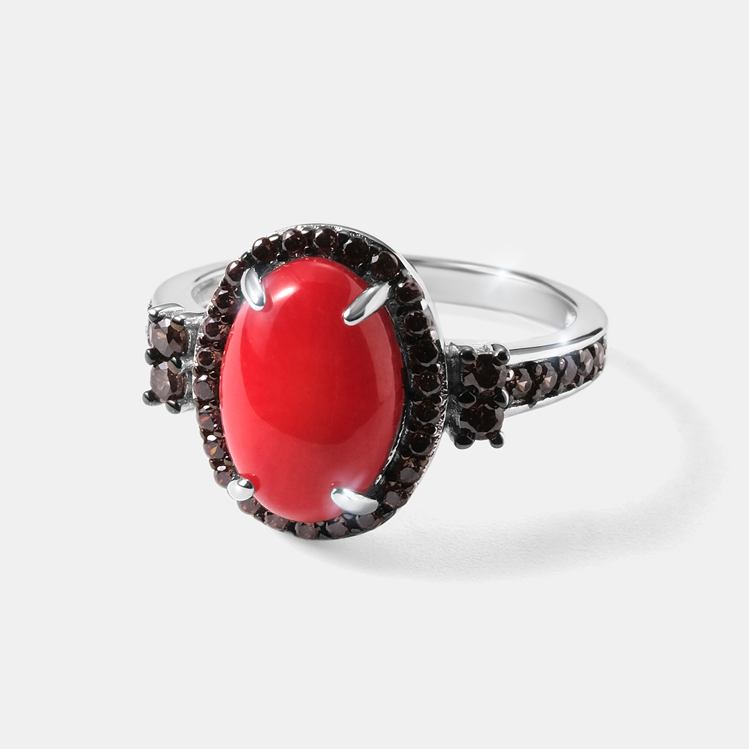 Серебряное кольцо с кораллом