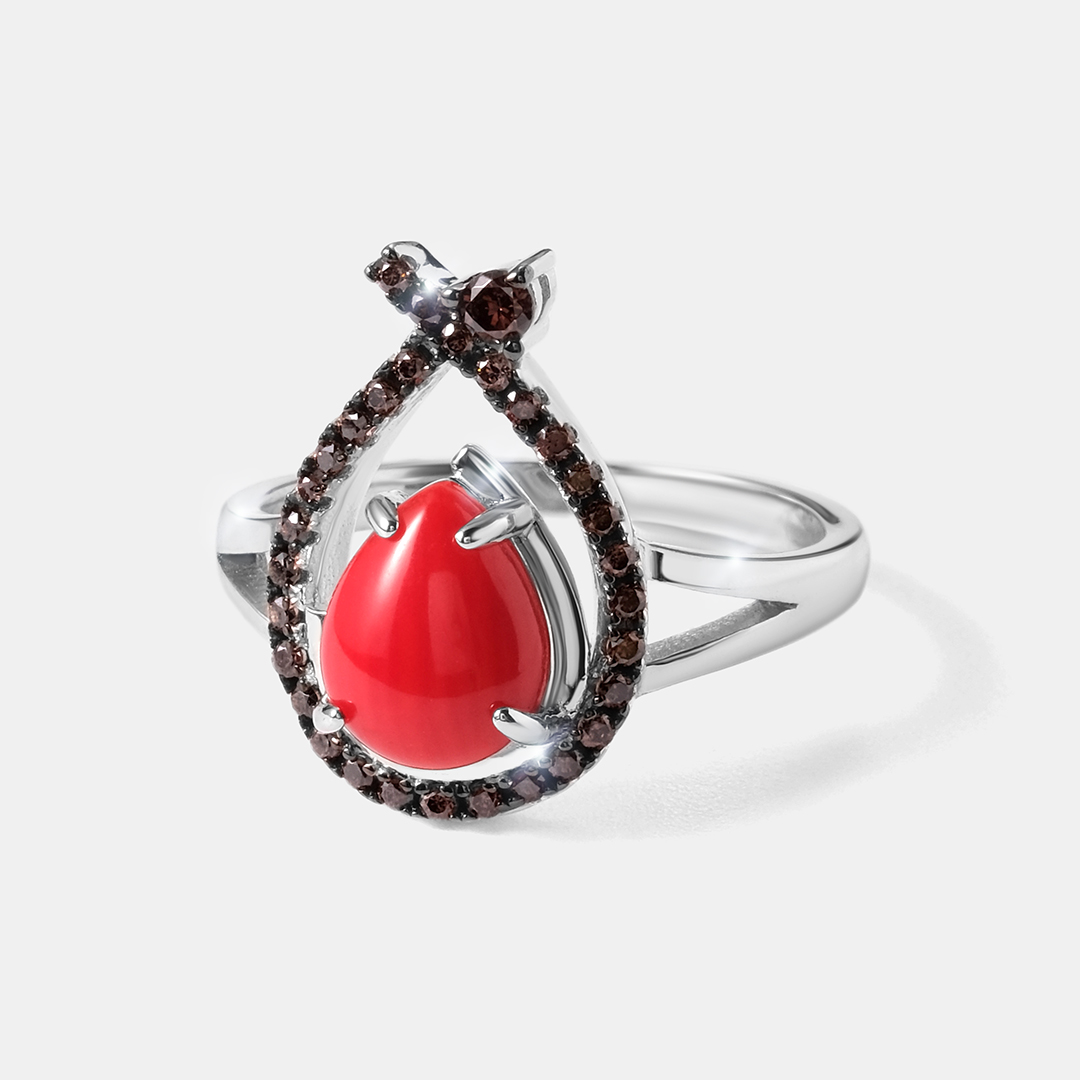 Серебряное кольцо с кораллом