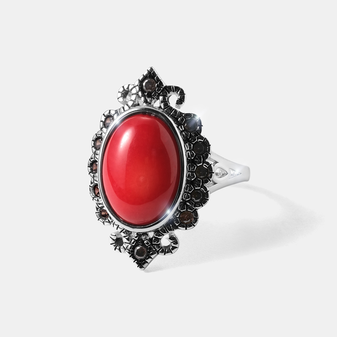 Серебряное кольцо с кораллом