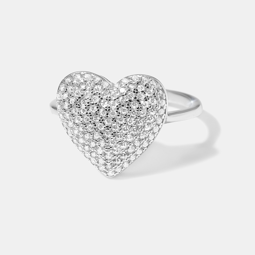 Серебряное кольцо с кубическим цирконием "Сердце"