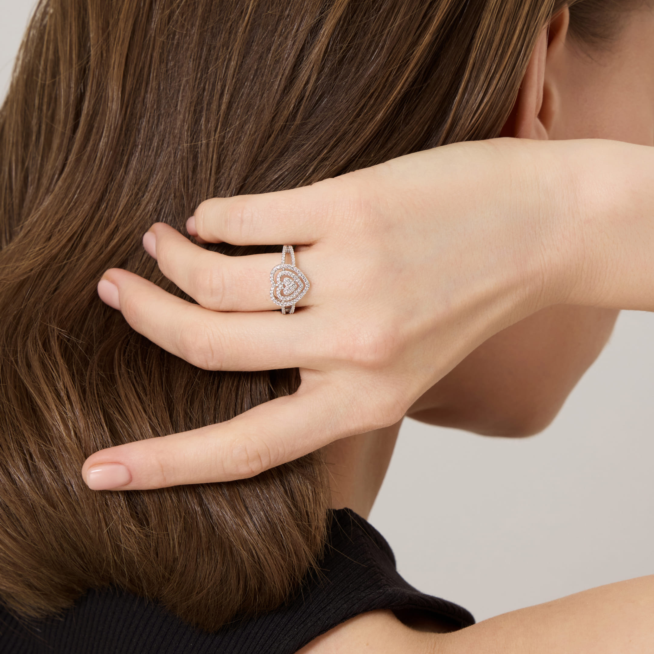 Серебряное кольцо с кубическим цирконием "Сердце"