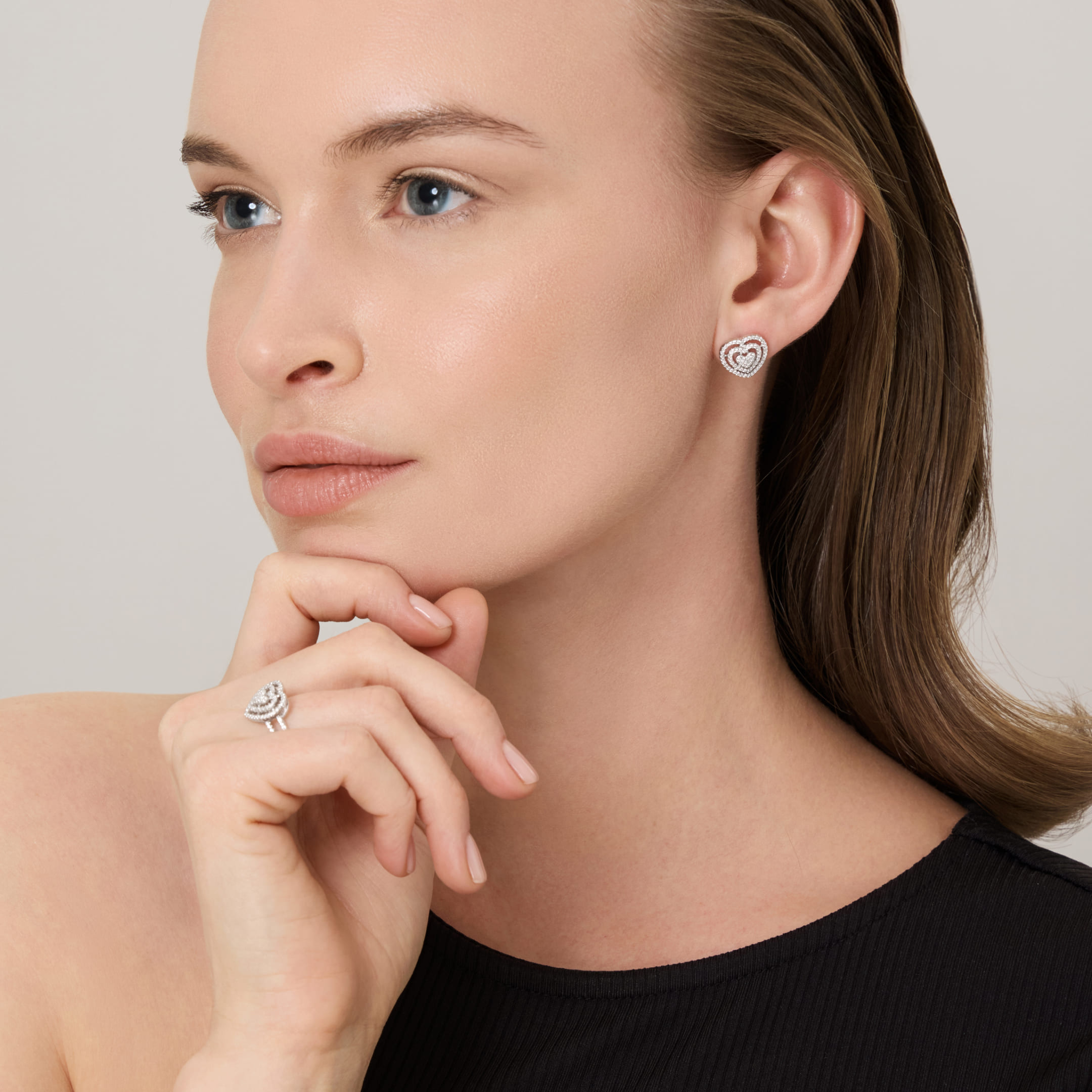 Серебряное кольцо с кубическим цирконием "Сердце"