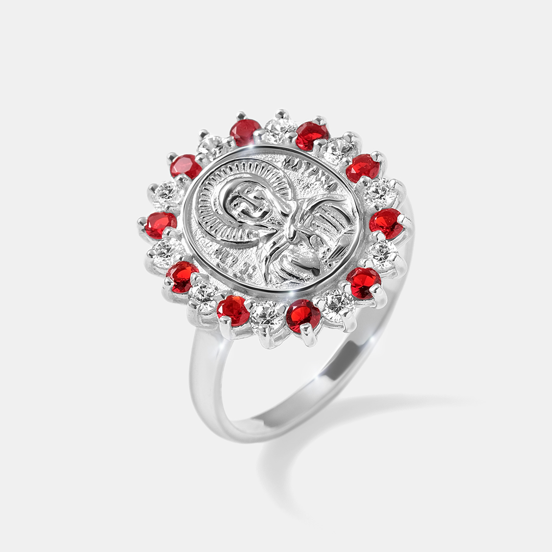 Серебряное кольцо с фианитами "Православное"