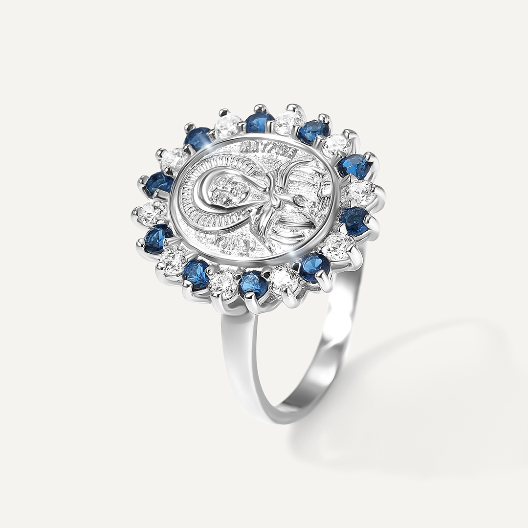 Серебряное кольцо с фианитами "Православное"