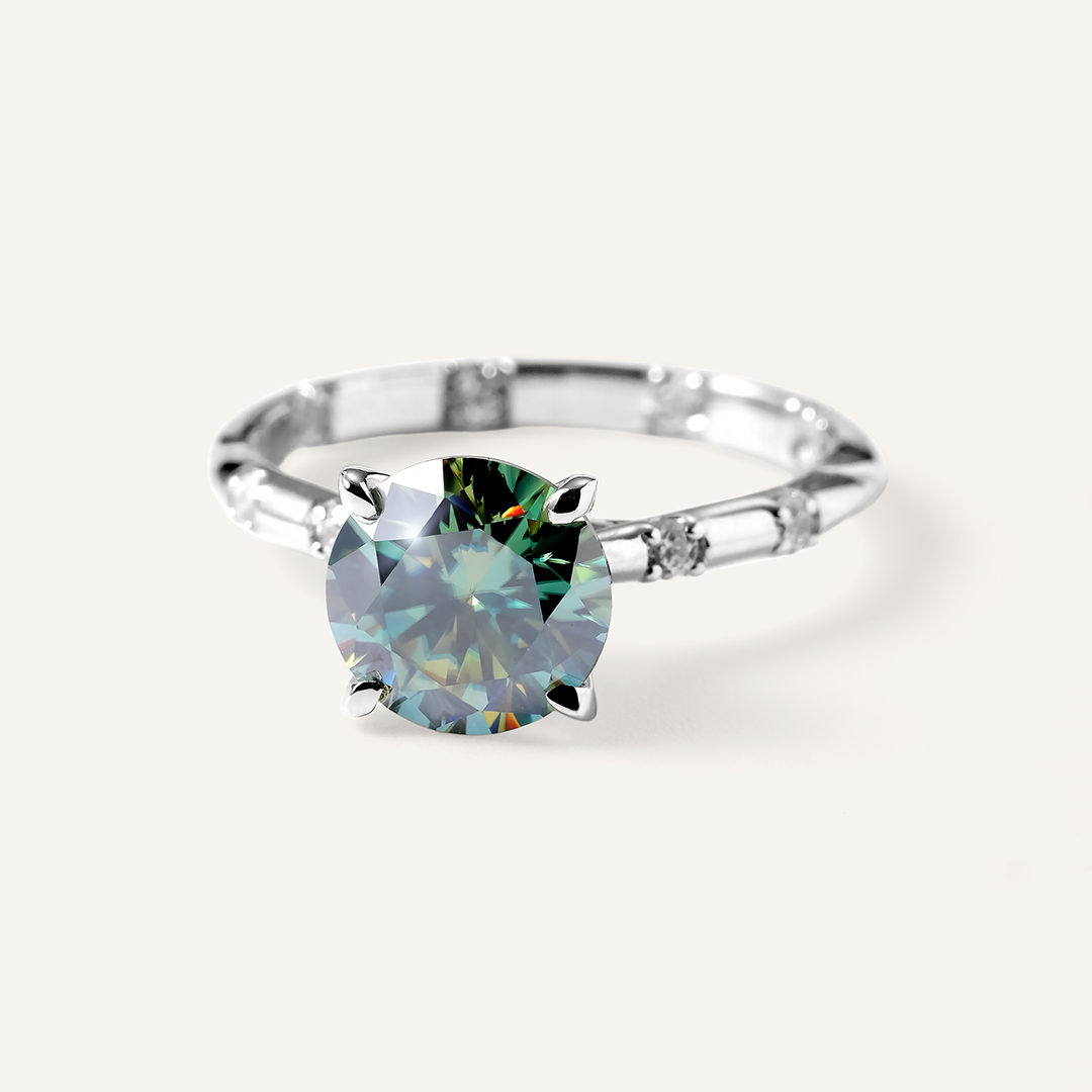 Серебряное кольцо с муассанитом Параиба 2в1