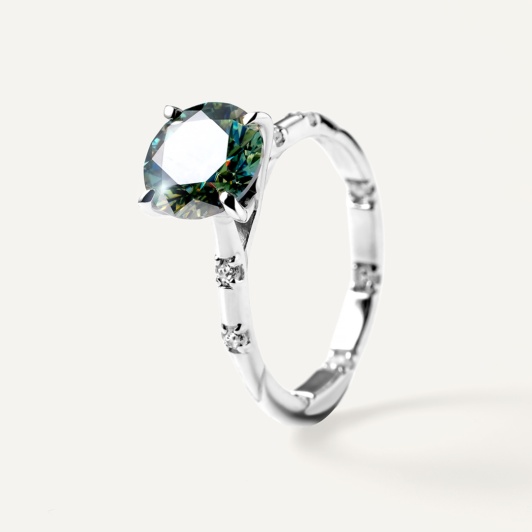 Серебряное кольцо с муассанитом Параиба 2в1