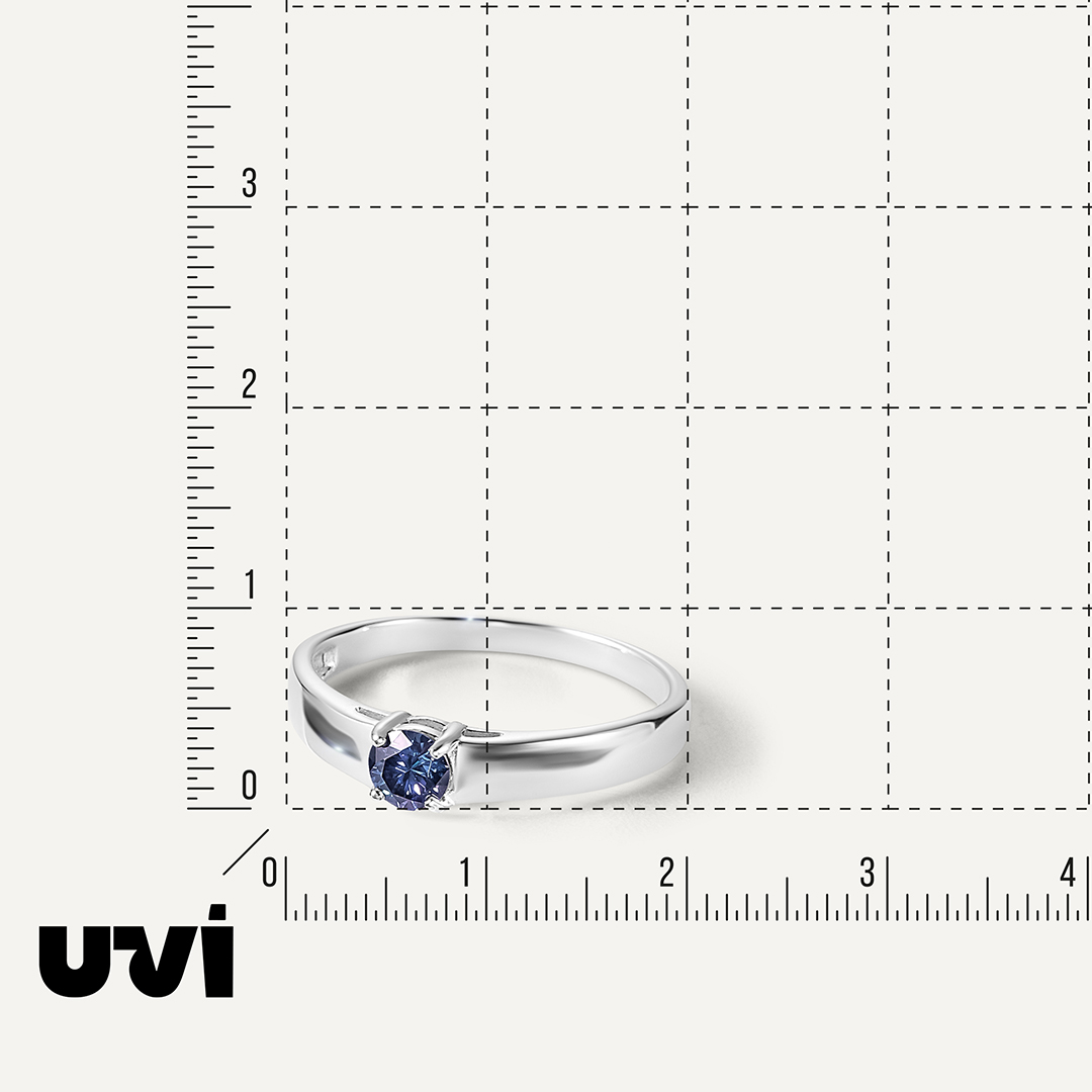 Серебряное кольцо с синим муассанитом