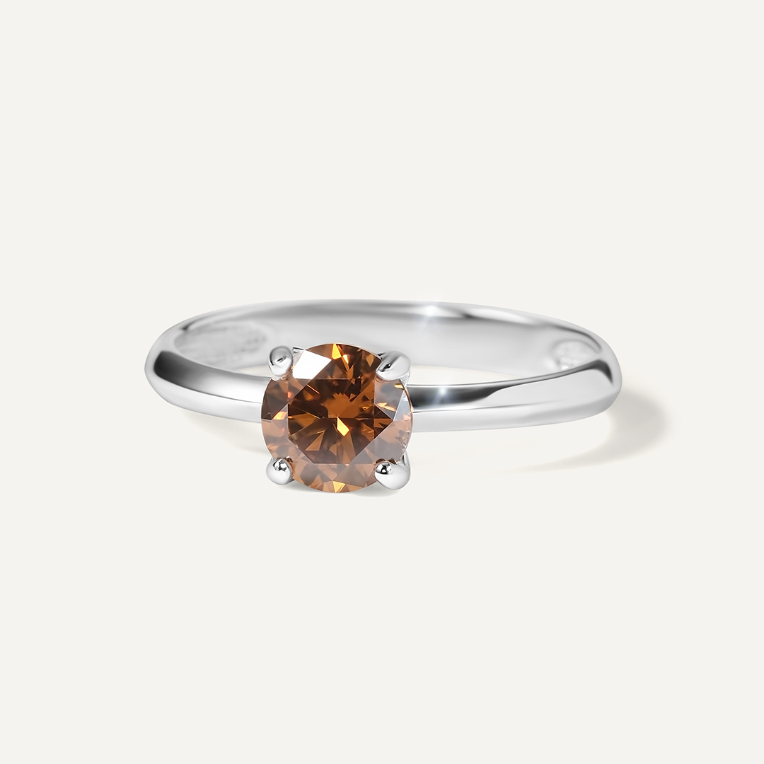 Серебряное кольцо с коричневым муассанитом