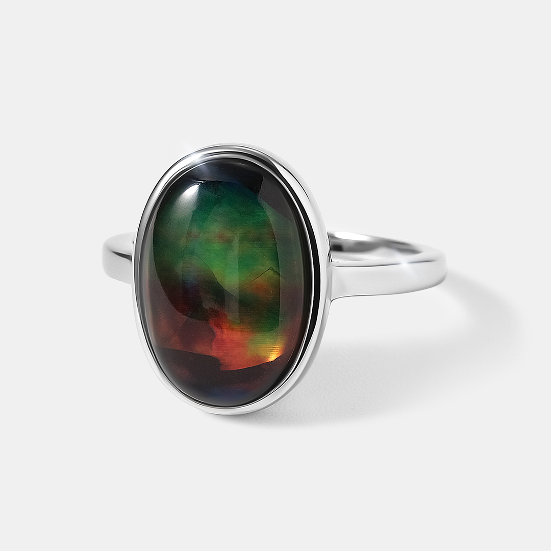 Серебряное кольцо с аммолитом