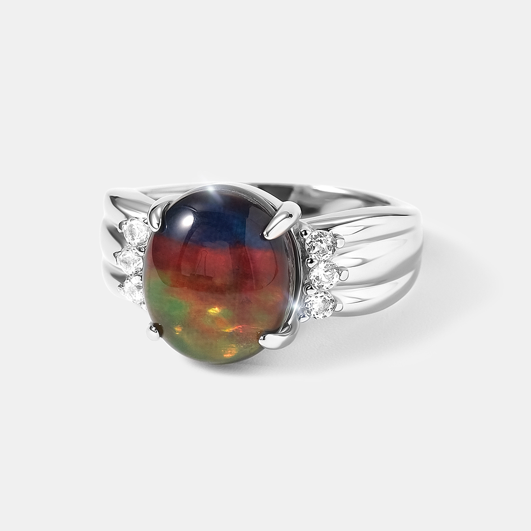 Серебряное кольцо с аммолитом