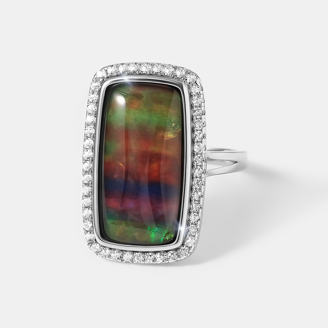 Серебряное кольцо с аммолитом