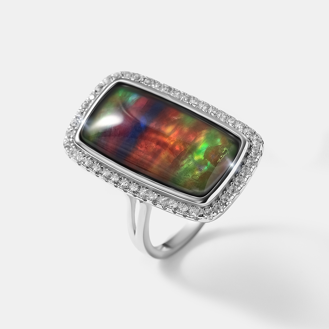 Серебряное кольцо с аммолитом