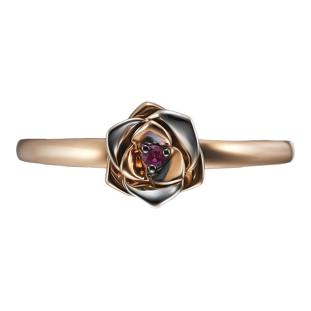 Кольцо из золота с рубином "Роза"