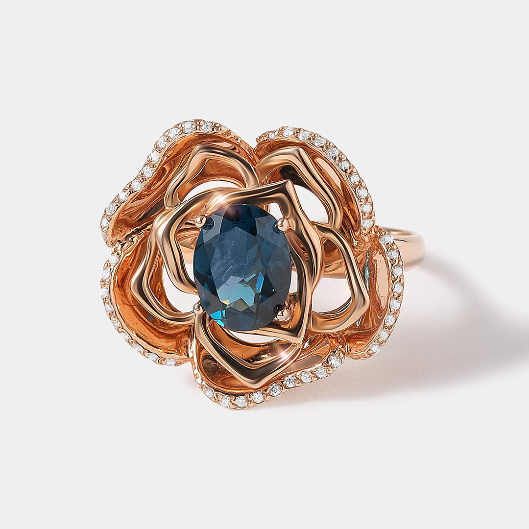 Серебряное кольцо с ситаллом "Роза"