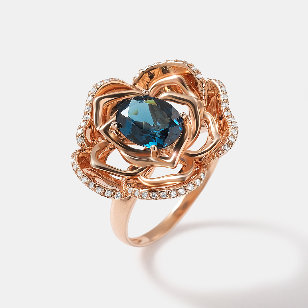 Серебряное кольцо с ситаллом "Роза"