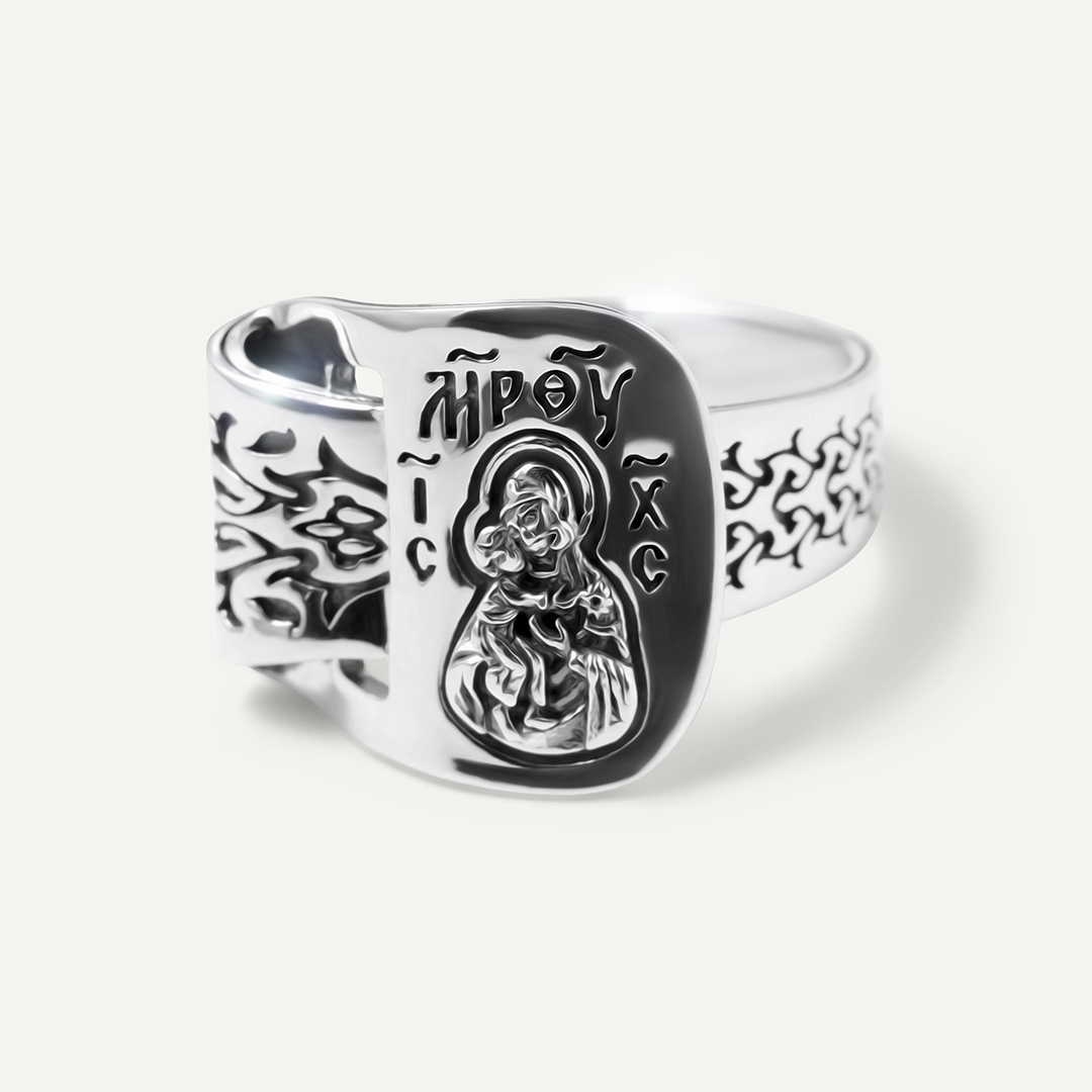 Серебряное кольцо "Феодоровская икона Божьей Матери"