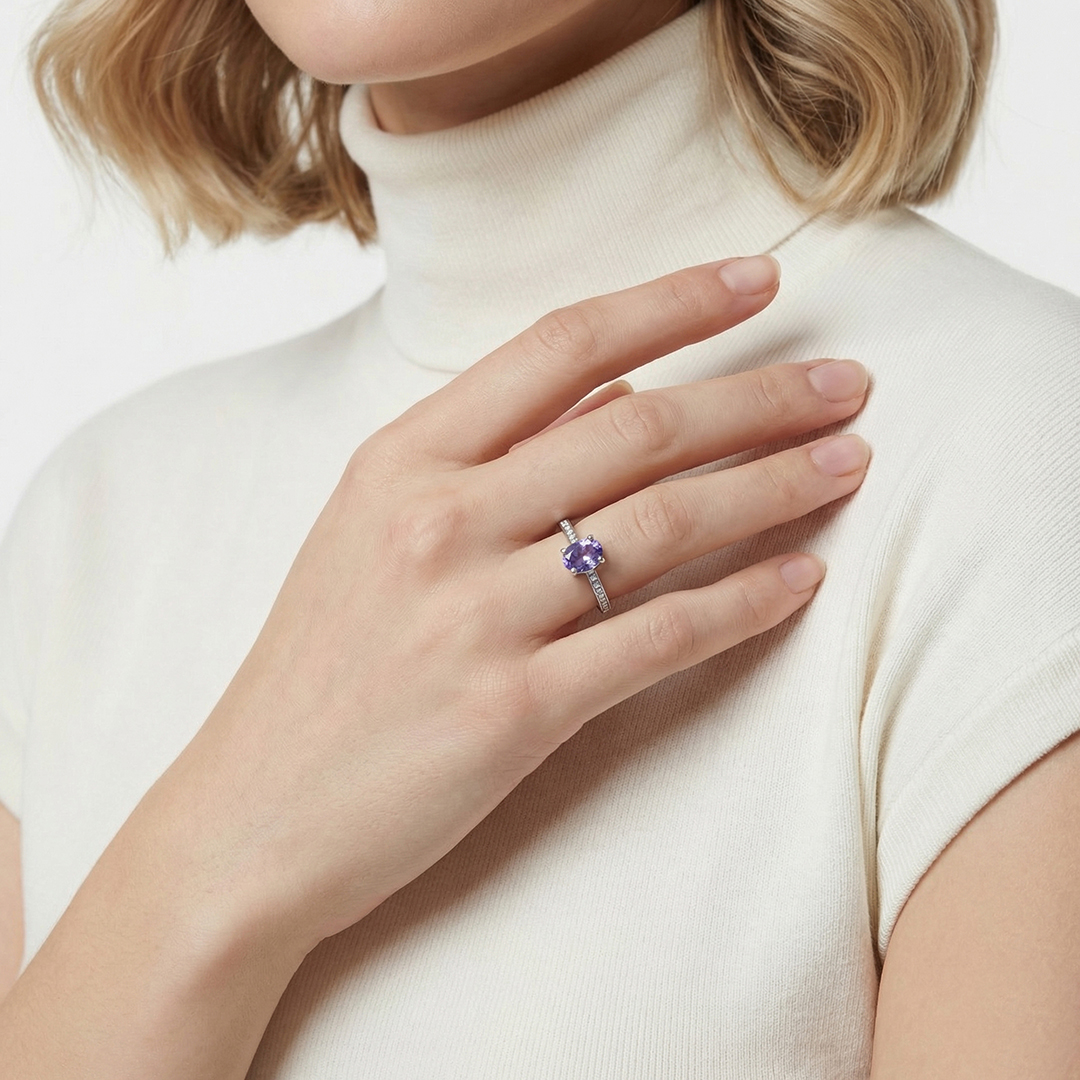 Серебряное кольцо с танзанитом