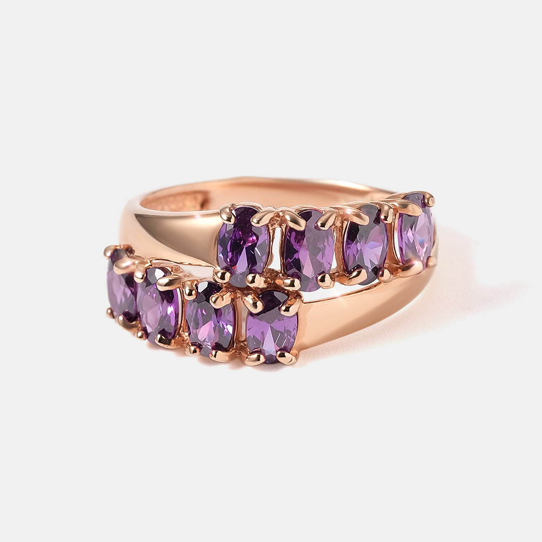 Серебряное кольцо 925 пробы; вставки 8 Пл.Кварц цв. аметист;