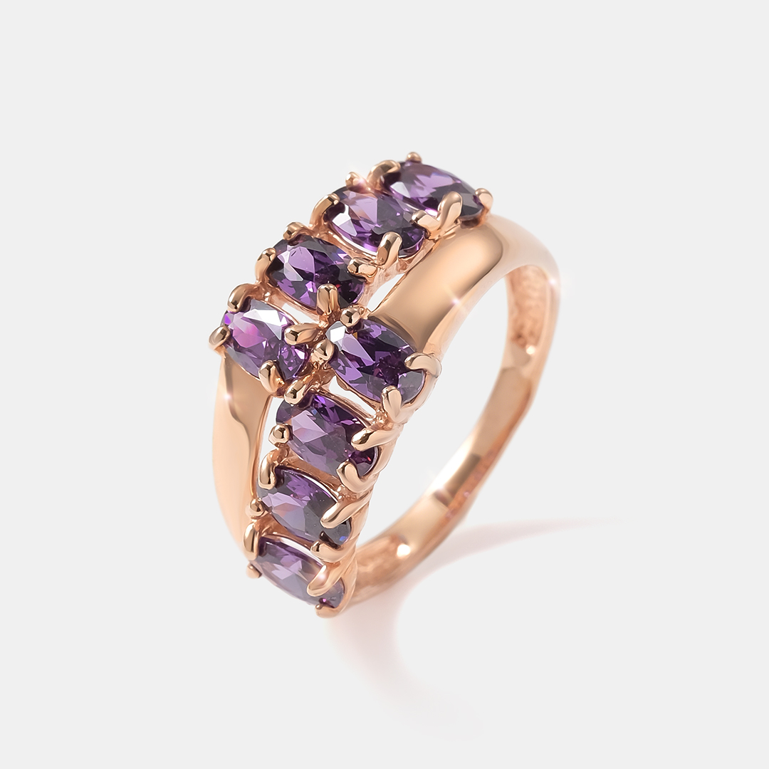 Серебряное кольцо 925 пробы; вставки 8 Пл.Кварц цв. аметист;